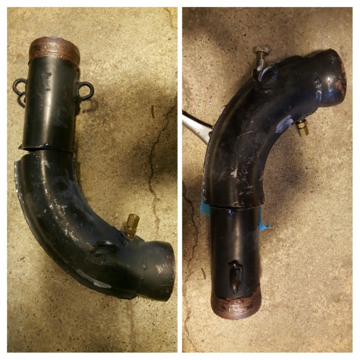 Front header 90° modified to 65°